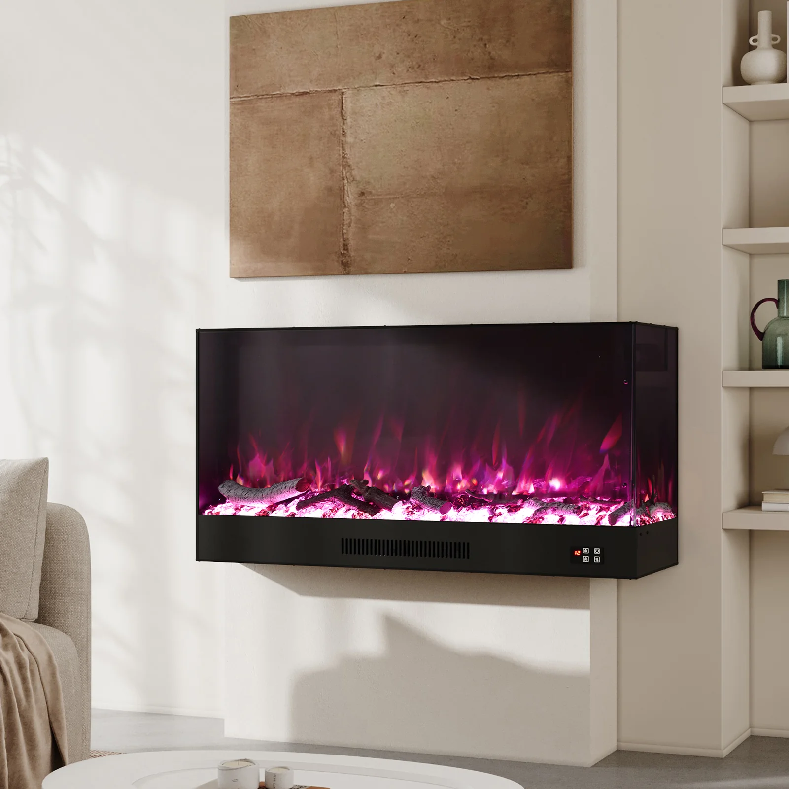 Livingandhome Modern Recessed Electric Fireplace With Remote