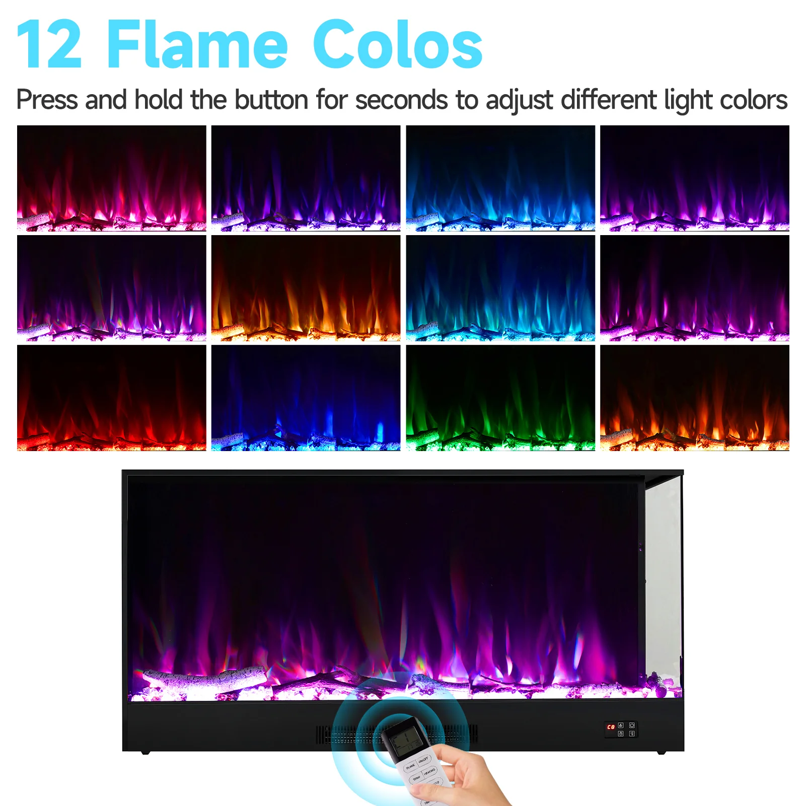 Livingandhome Modern Recessed Electric Fireplace With Remote - Image 8