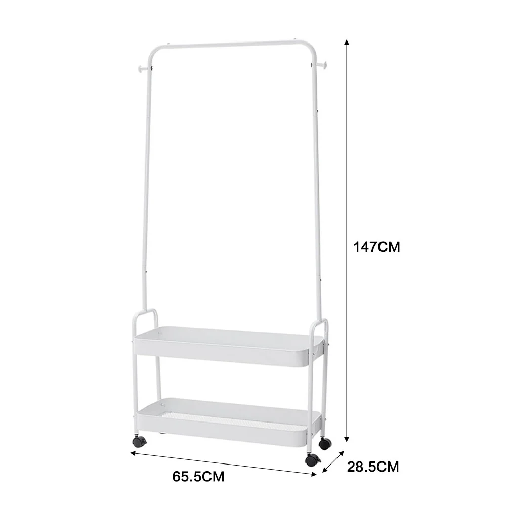 Livingandhome Modern Rolling White Clothes Rack - Image 8
