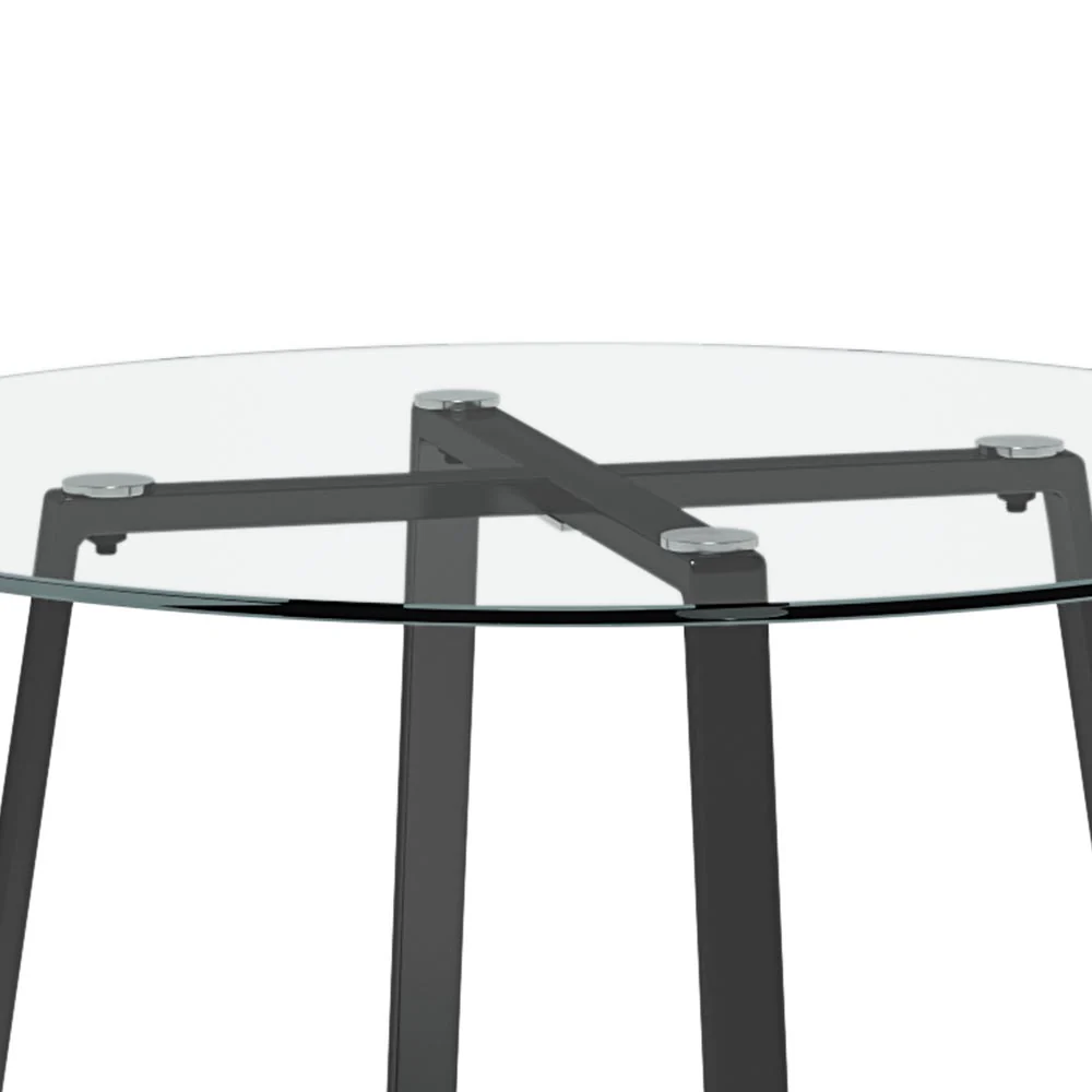 Livingandhome Modern Round Dining Table with Tempered Glass Top - Image 4
