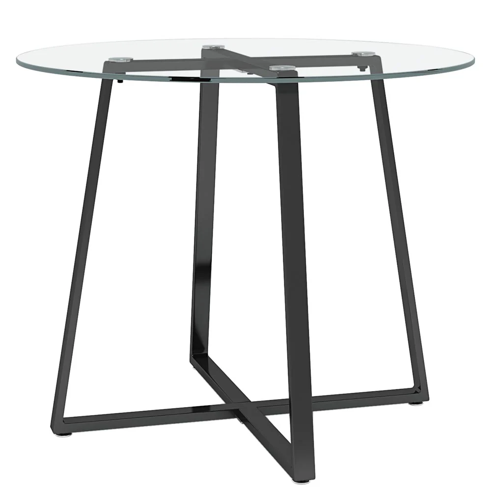Livingandhome Modern Round Dining Table with Tempered Glass Top - Image 6