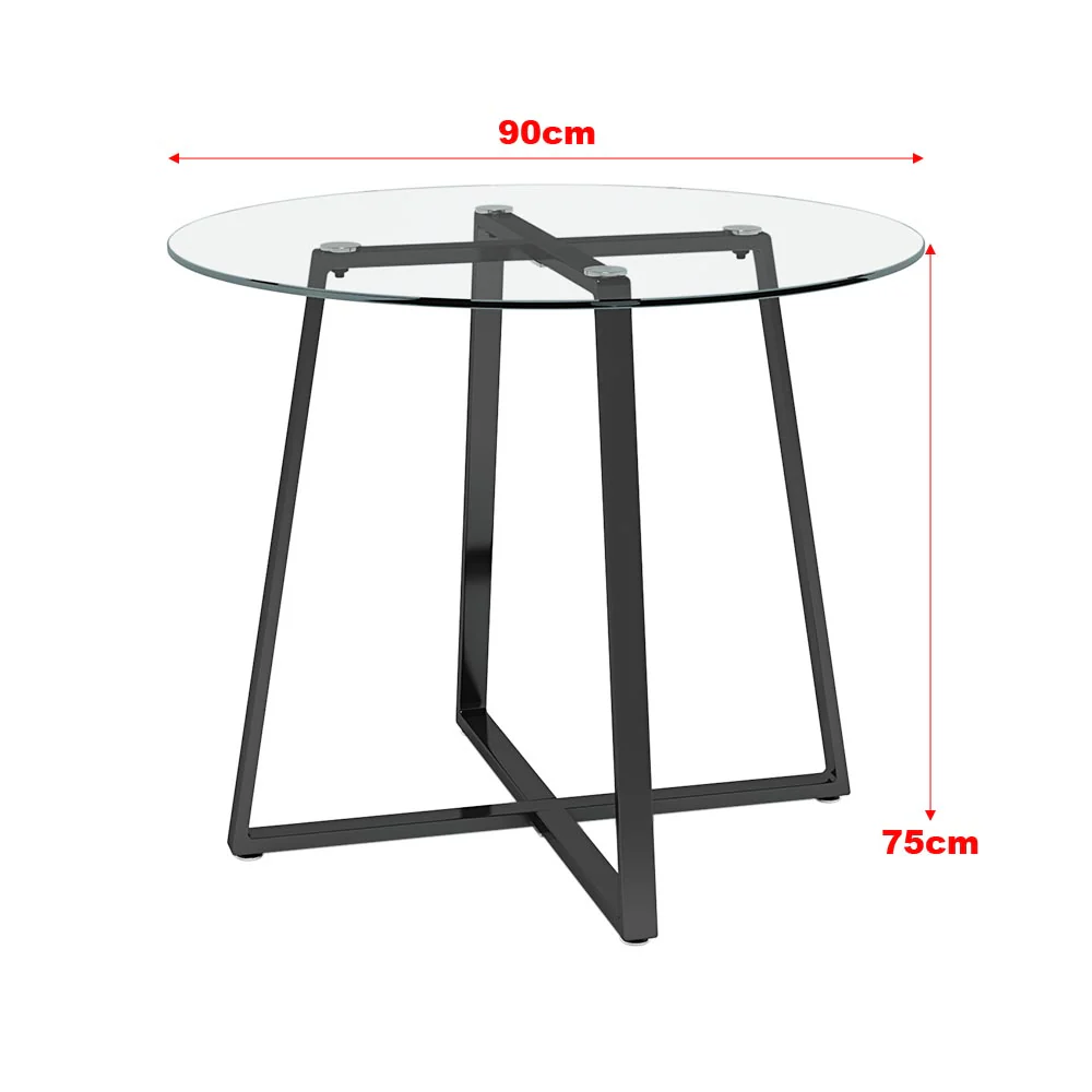 Livingandhome Modern Round Dining Table with Tempered Glass Top - Image 7