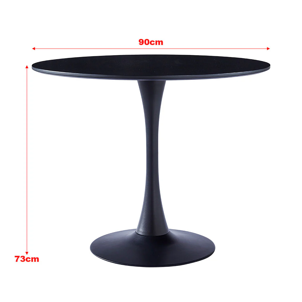 Livingandhome Modern Round Wooden Table with Metallic Base - Image 7