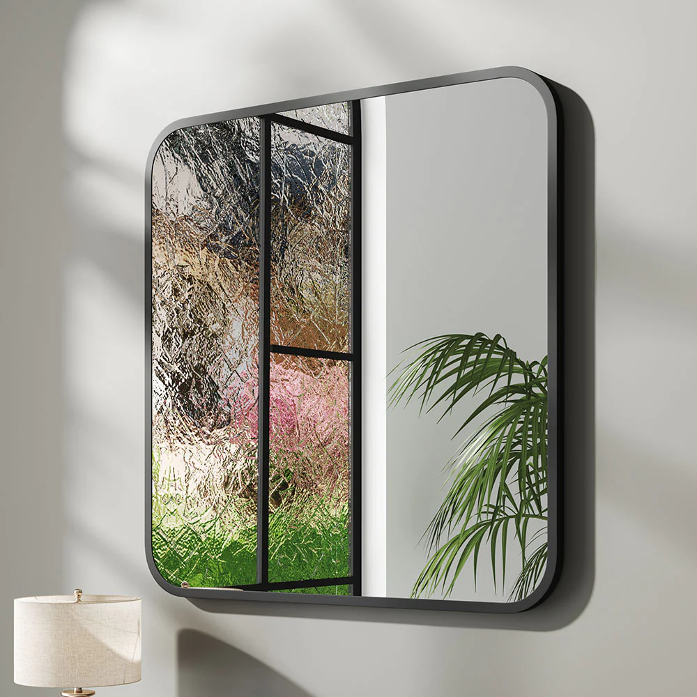 Livingandhome Modern Square Wall Mirror with Aluminum Alloy Frame - Image 2
