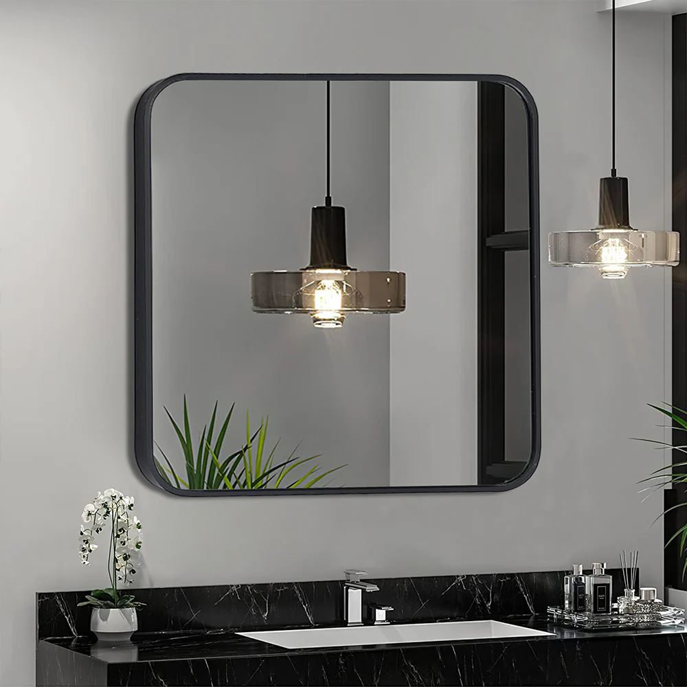 Livingandhome Modern Square Wall Mirror with Aluminum Alloy Frame - Image 3