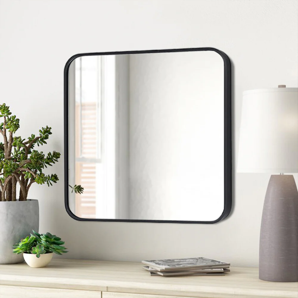 Livingandhome Modern Square Wall Mirror with Aluminum Alloy Frame - Image 4