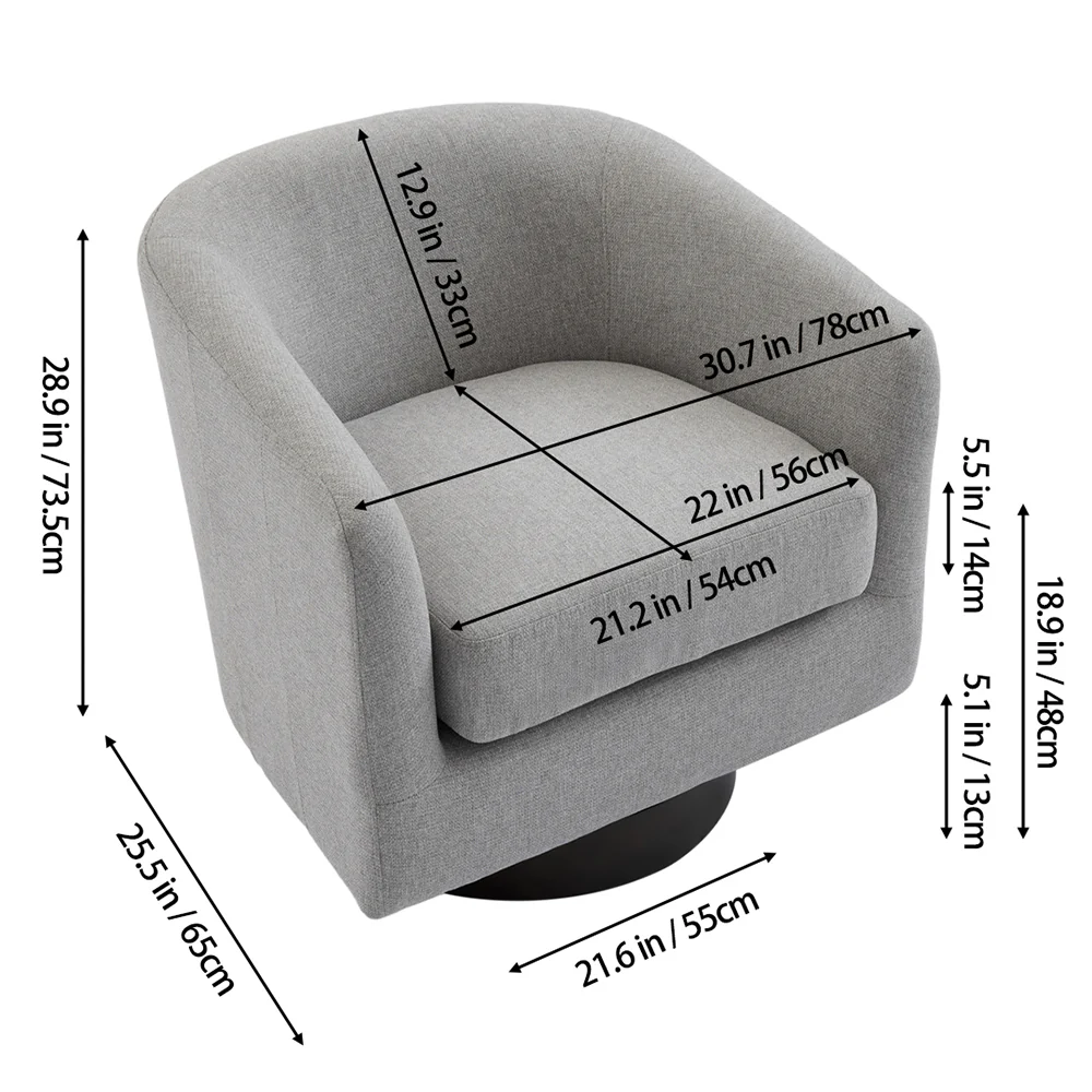 Livingandhome Modern Swivel Accent Armchair - Image 3