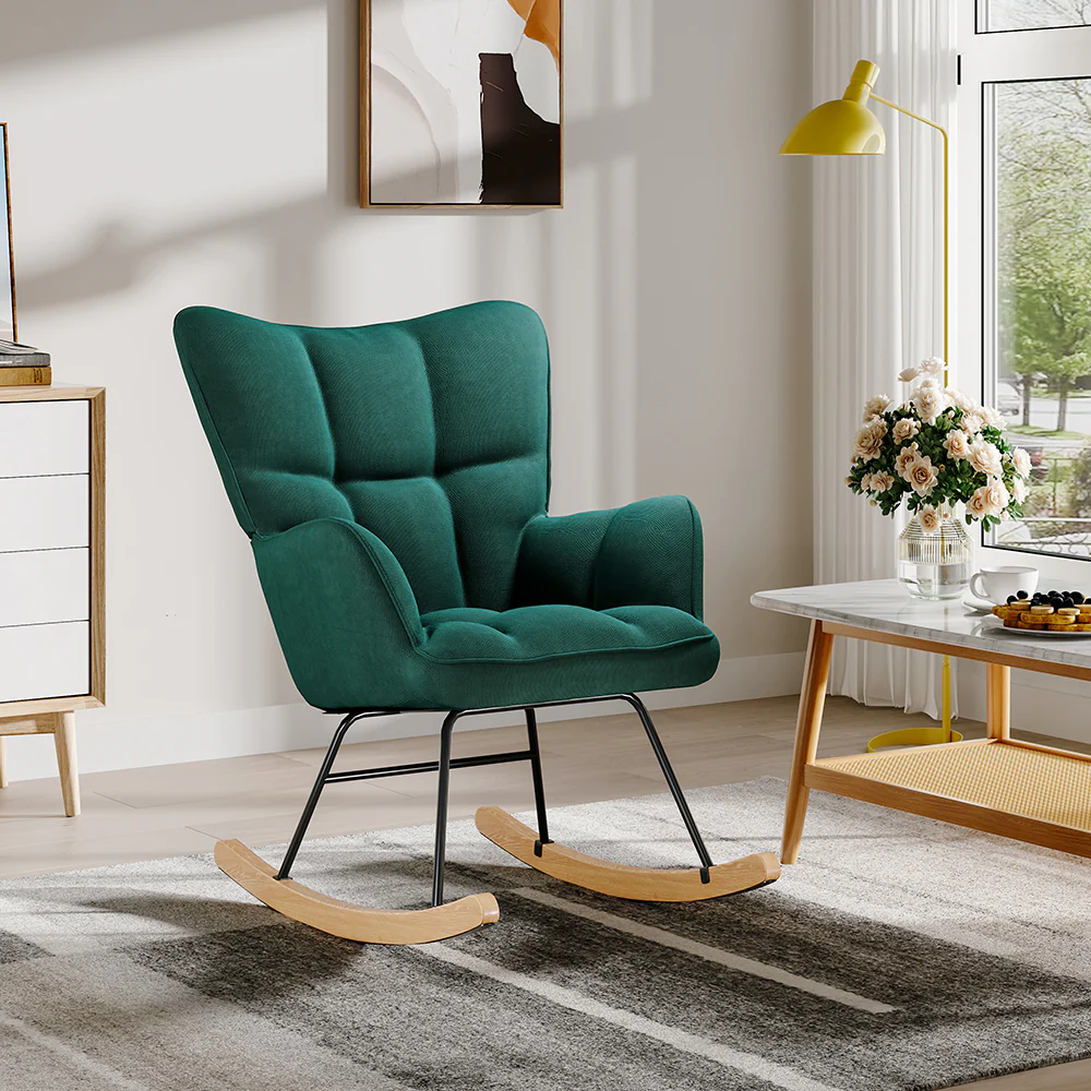 Livingandhome Modern Tufted Upholstered Rocking Chair - Image 2