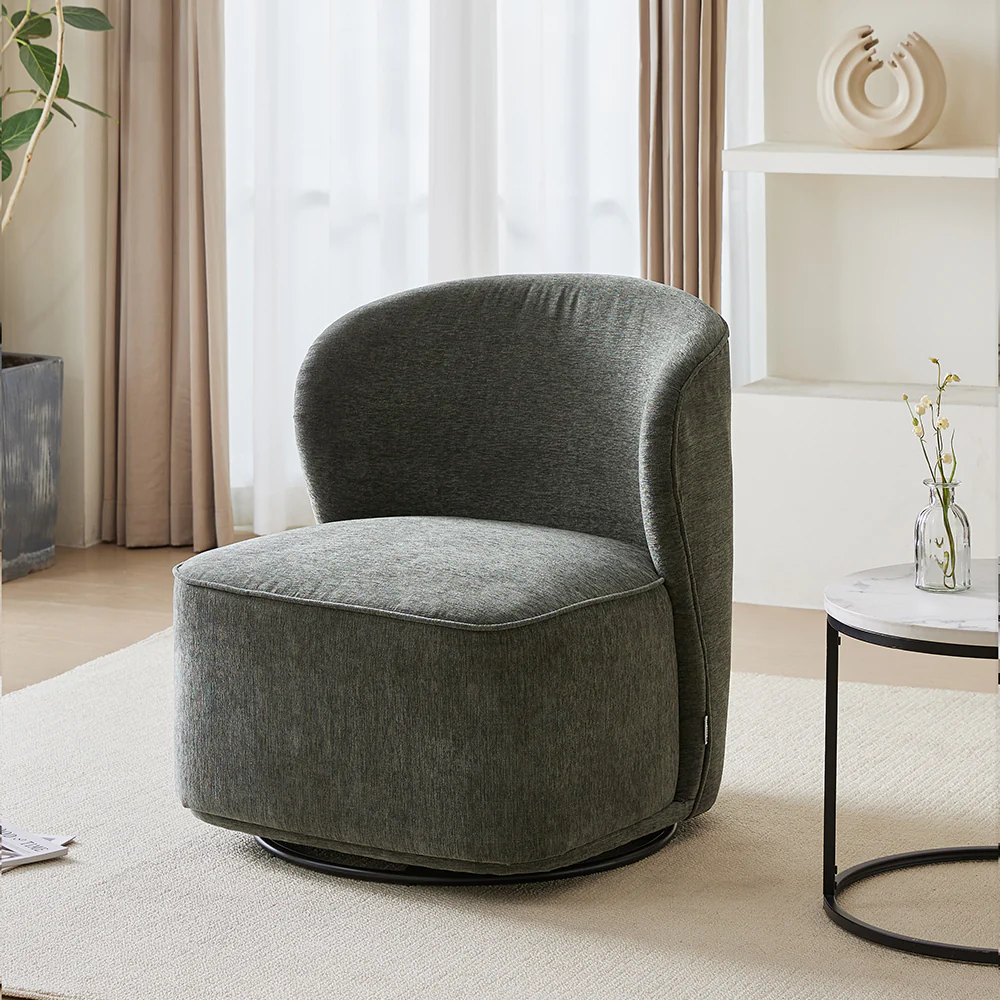 Livingandhome Modern Upholstered Swivel Armchair - Image 2