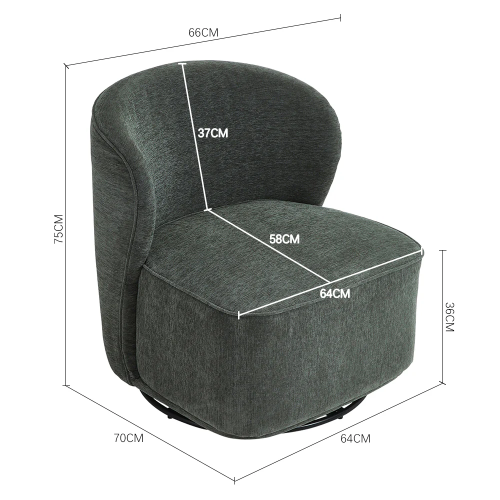 Livingandhome Modern Upholstered Swivel Armchair - Image 3