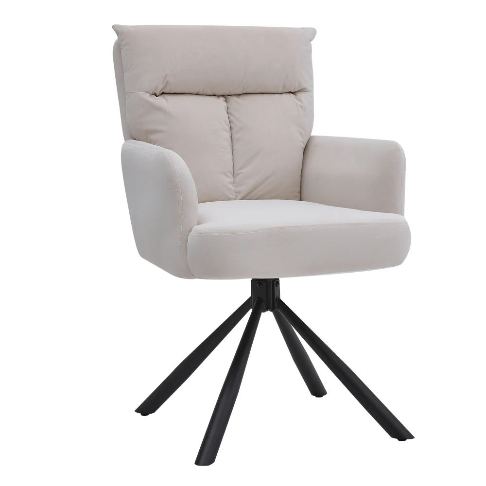 Livingandhome Modern Upholstered Swivel Armchair with Black Legs - Image 6