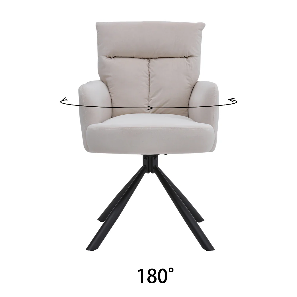 Livingandhome Modern Upholstered Swivel Armchair with Black Legs - Image 7