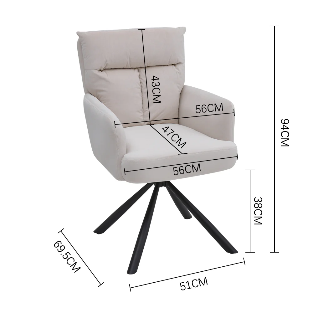 Livingandhome Modern Upholstered Swivel Armchair with Black Legs - Image 8