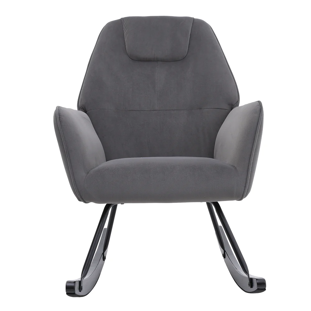 Livingandhome Modern Velvet Rocking Chair - Image 4