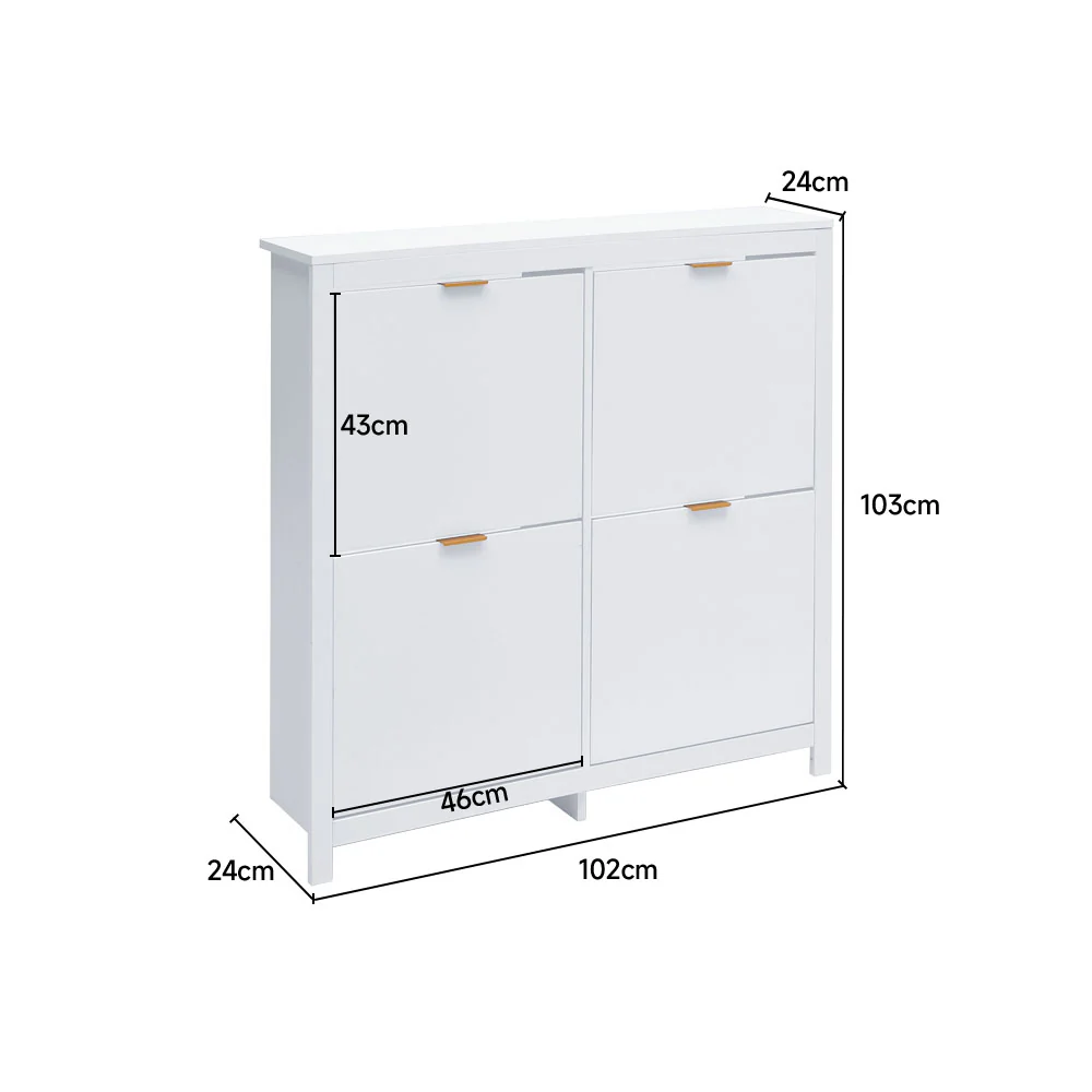 Livingandhome Modern White Shoe Cabinet with Drawers - Image 3