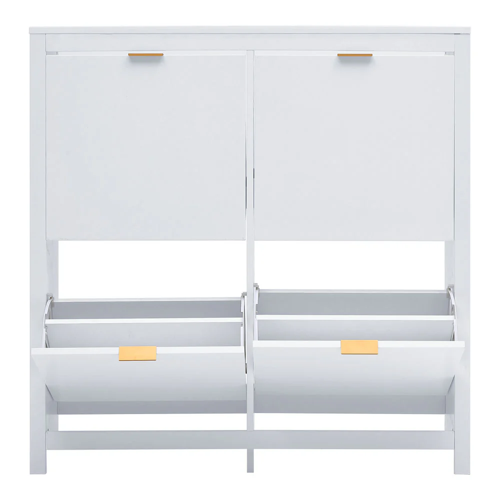 Livingandhome Modern White Shoe Cabinet with Drawers - Image 4