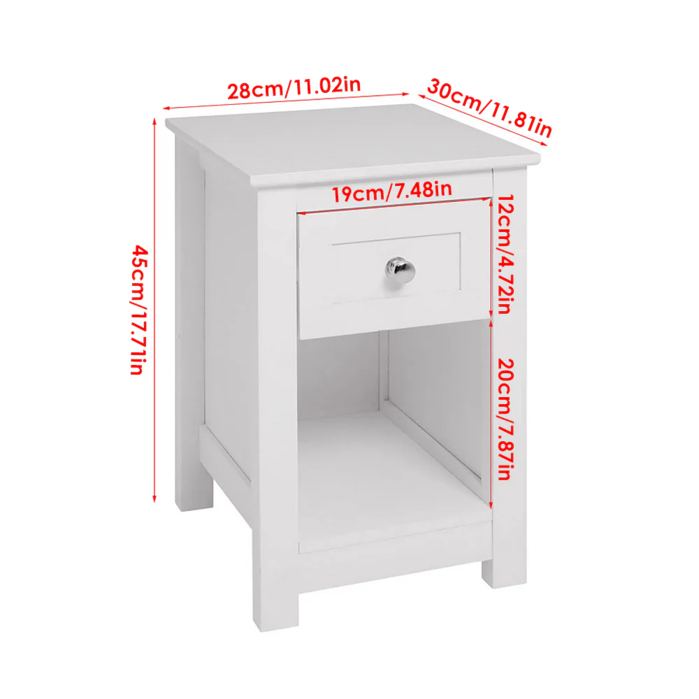 Livingandhome Modern White Side Table With Storage - Image 3