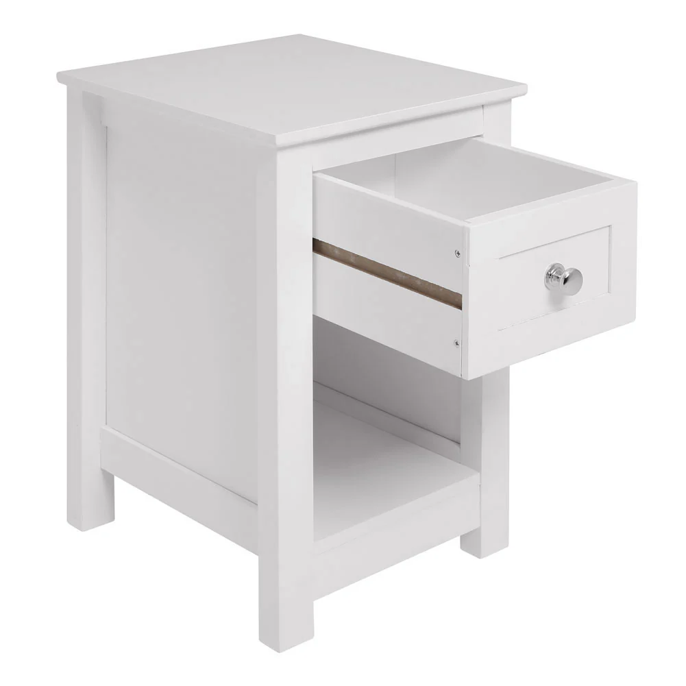 Livingandhome Modern White Side Table With Storage - Image 4