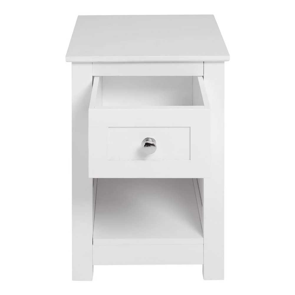Livingandhome Modern White Side Table With Storage - Image 6