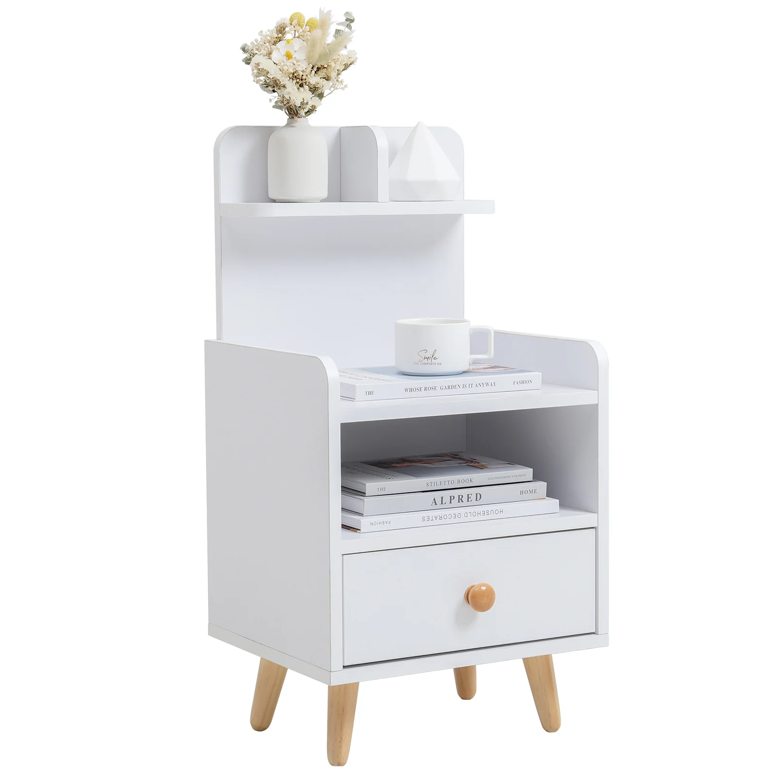 Livingandhome Modern Wooden Bedside Table - Image 3
