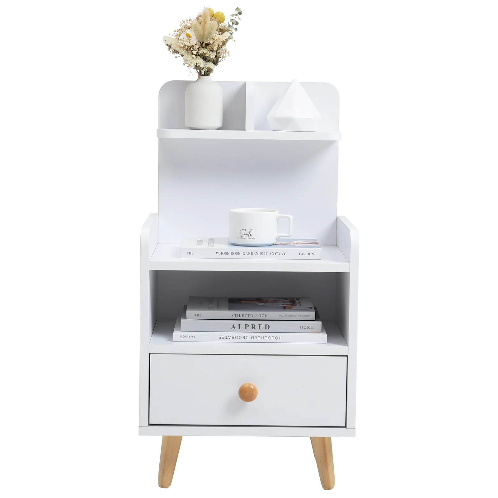 Livingandhome Modern Wooden Bedside Table - Image 4
