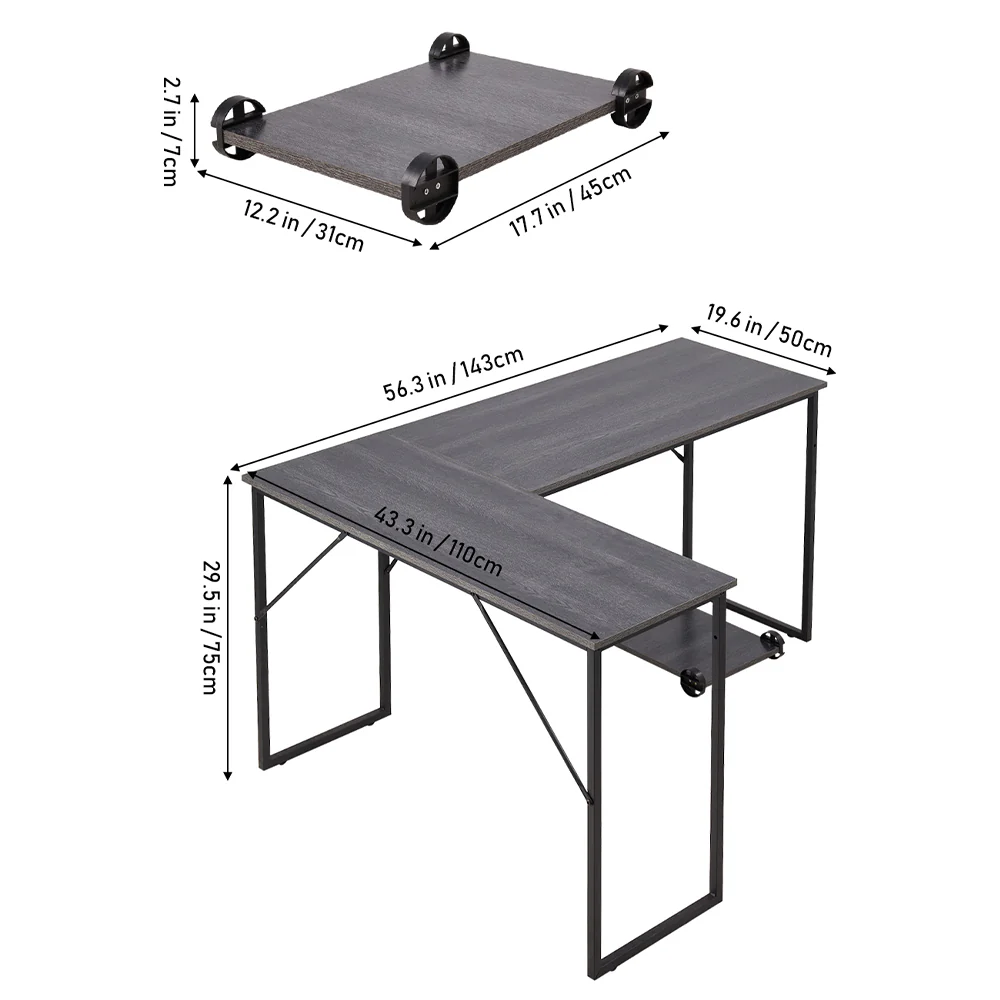 Livingandhome Multi-Functional L-Shaped Office Desk - Image 3
