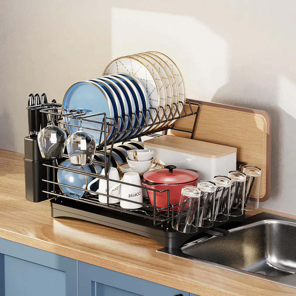 Livingandhome Multifunctional 2 Tier Detachable Dish Drainer Rack - Image 2