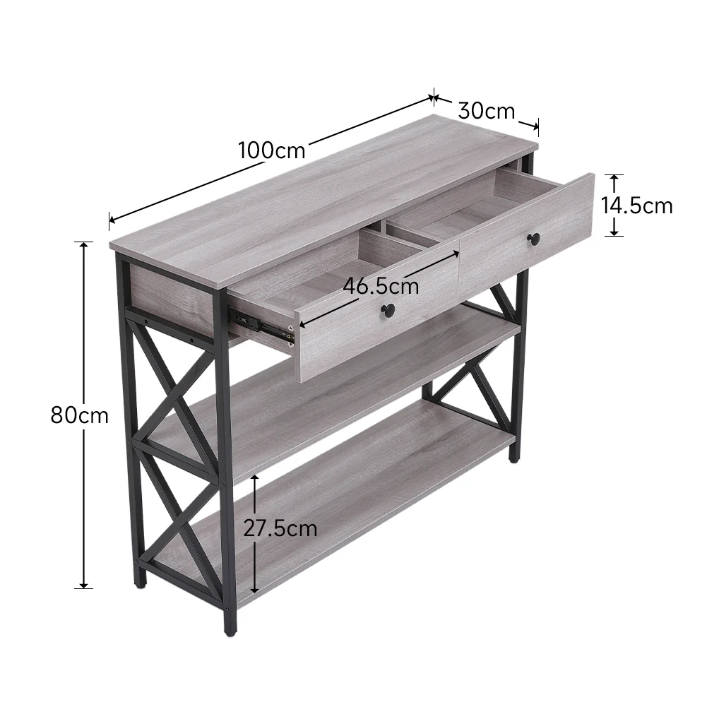 Livingandhome Narrow Wooden Console Table with Drawers - Image 6