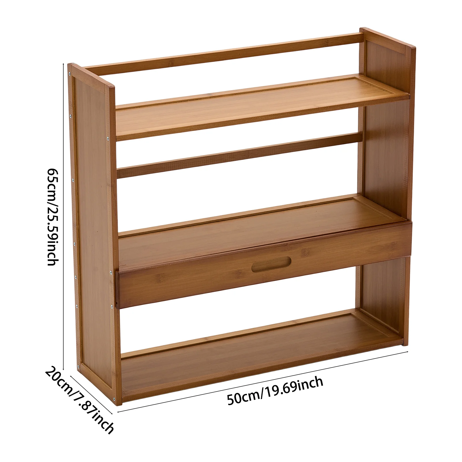 Livingandhome Natural Bamboo 3-Tier Desk Shelf Storage - Image 3