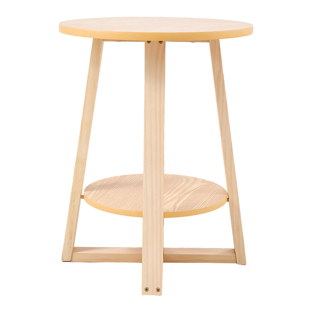 Livingandhome Natural Wood Round Side Table - Image 4