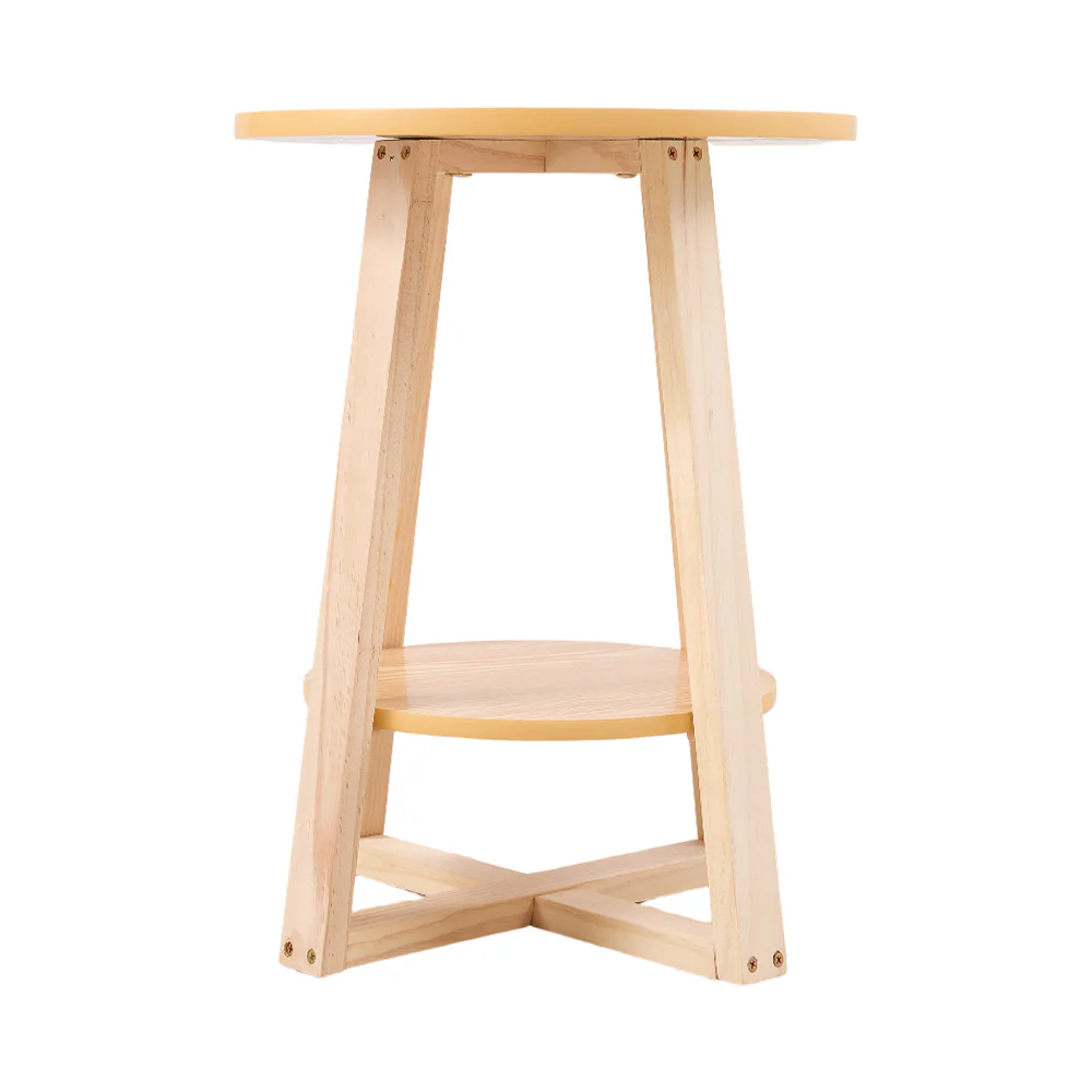 Livingandhome Natural Wood Round Side Table - Image 5