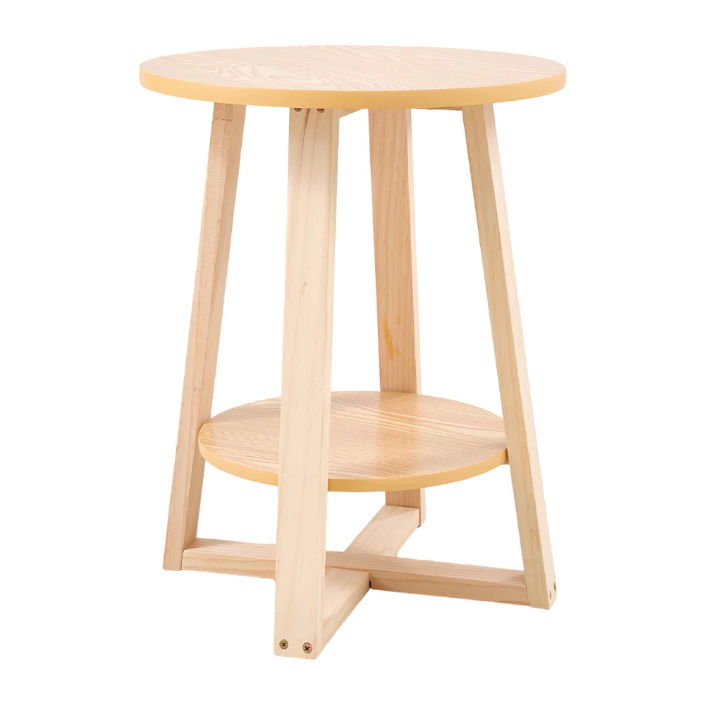 Livingandhome Natural Wood Round Side Table - Image 6