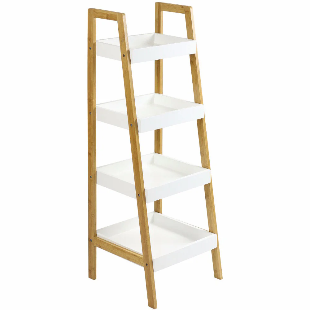 Livingandhome Nordic Freestanding 4-Tier Wooden Ladder Shelf Organizer - Image 7