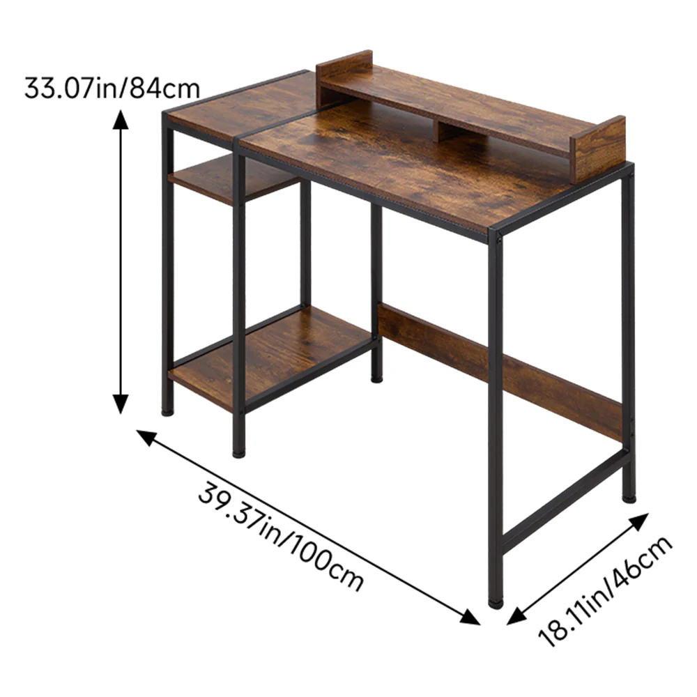 Livingandhome Office Desk with Three-Tier Storage - Image 3