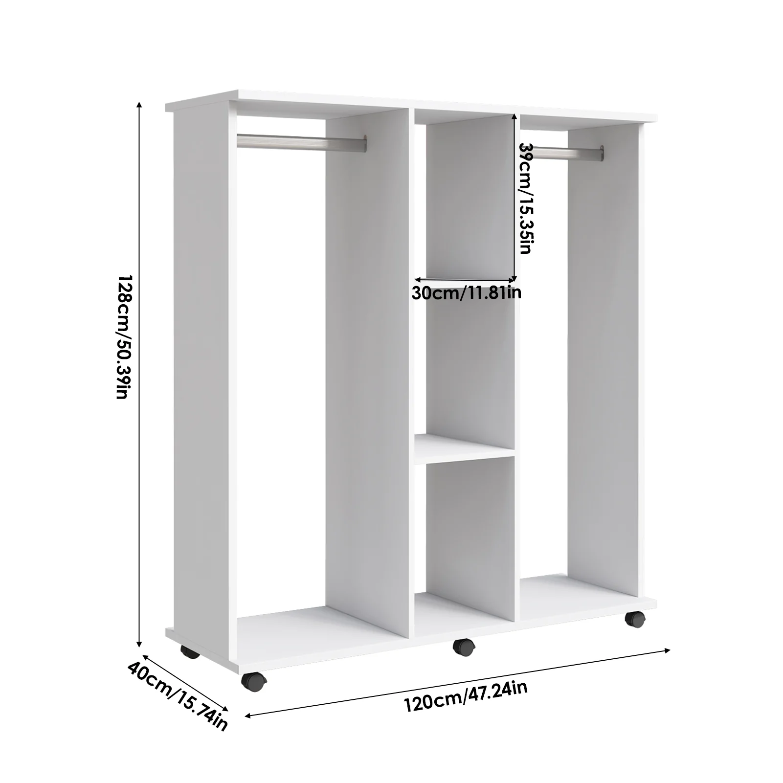 Livingandhome Open Storage Wardrobe with Casters - Image 5