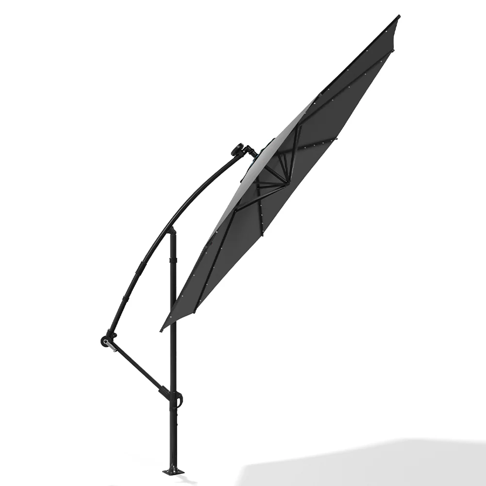 Livingandhome Outdoor 32 LED Lighted Patio Umbrella With Crank Lift System - Image 5
