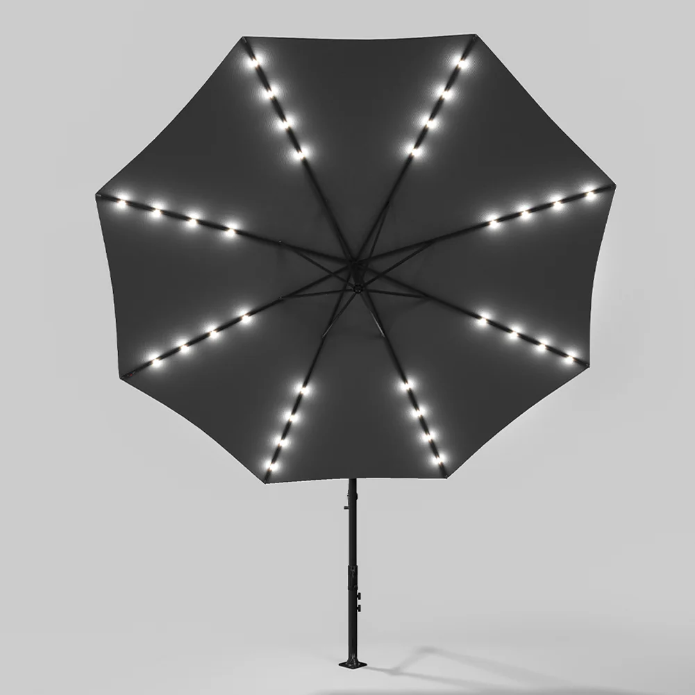 Livingandhome Outdoor 32 LED Lighted Patio Umbrella With Crank Lift System - Image 7