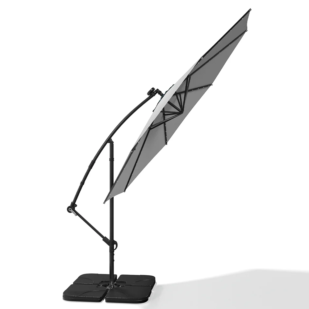 Livingandhome Outdoor 32 LED Lighted Patio Umbrella With Crank Lift System - Image 3