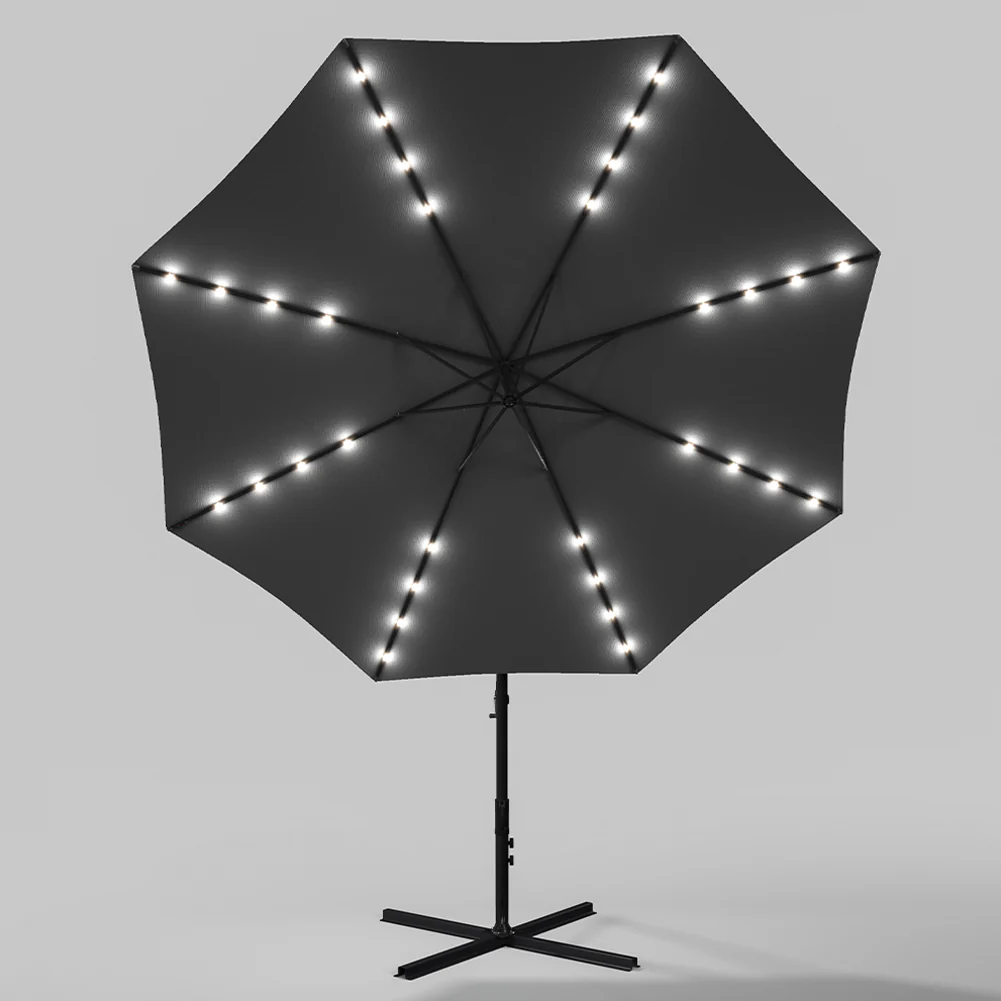 Livingandhome Outdoor 32 LED Lighted Patio Umbrella With Crank Lift System - Image 14