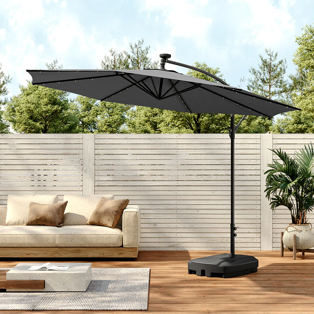 Livingandhome Outdoor 32 LED Lighted Patio Umbrella With Crank Lift System - Image 23