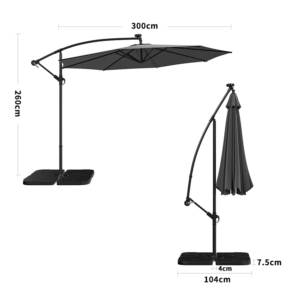 Livingandhome Outdoor 32 LED Lighted Patio Umbrella With Crank Lift System - Image 7