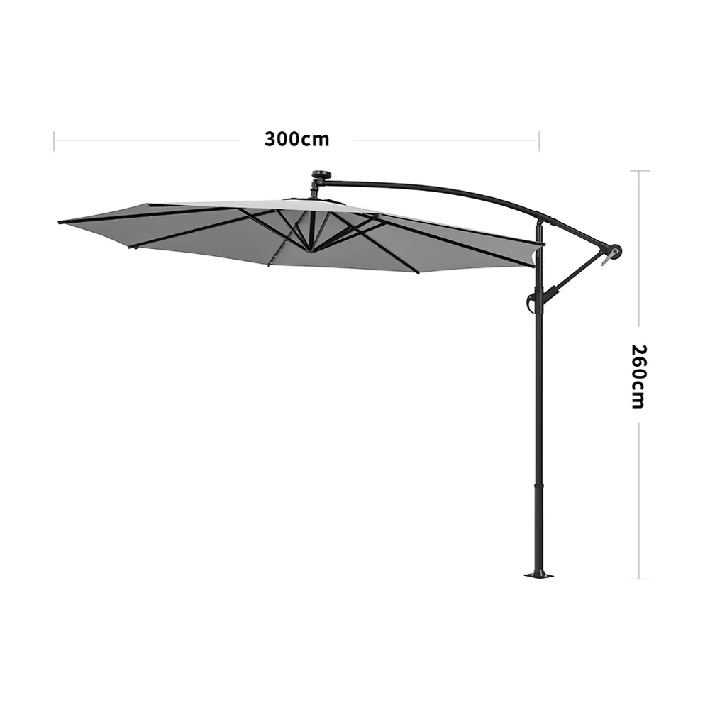 Livingandhome Outdoor 32 LED Lighted Patio Umbrella With Crank Lift System - Image 3