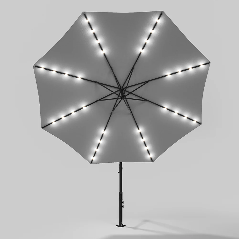 Livingandhome Outdoor 32 LED Lighted Patio Umbrella With Crank Lift System - Image 7