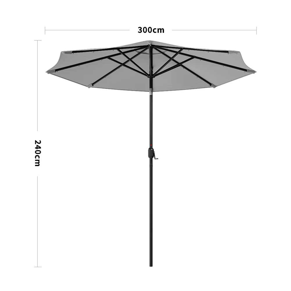 Livingandhome Outdoor Solar Parasol 24 LED Lights Patio With Crank For Patio Market - Image 3