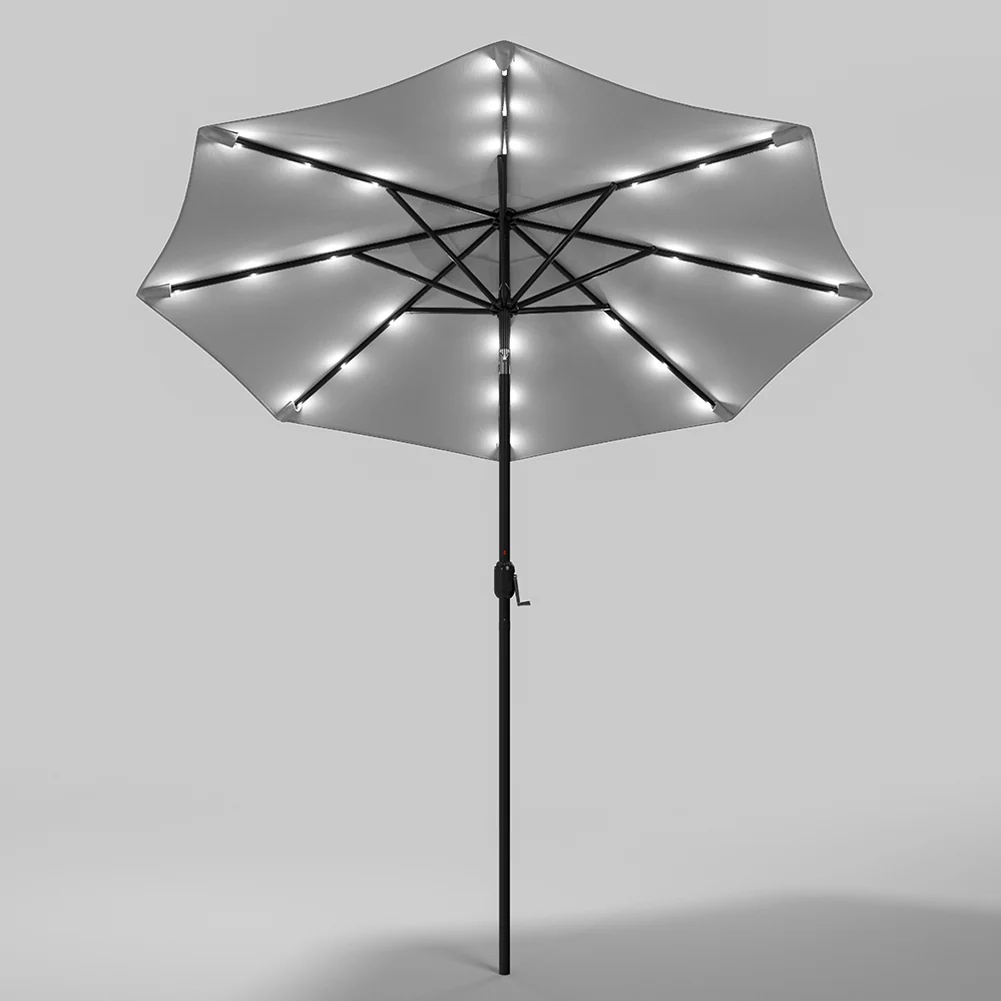 Livingandhome Outdoor Solar Parasol 24 LED Lights Patio With Crank For Patio Market - Image 7