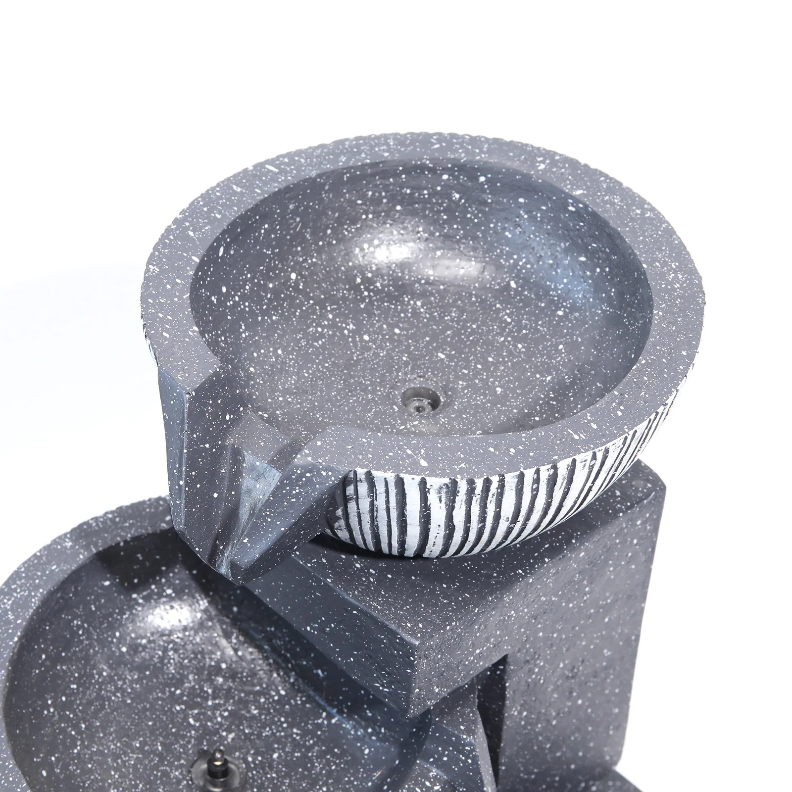 Livingandhome Outdoor Water Fountain Rockery Decoration 3 Tier Bowls Solar Powered - Image 5