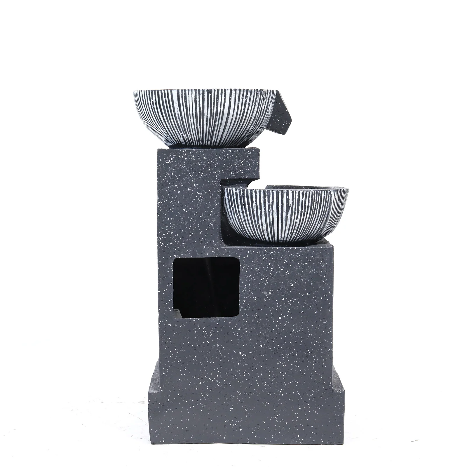Livingandhome Outdoor Water Fountain Rockery Decoration 3 Tier Bowls Solar Powered - Image 7