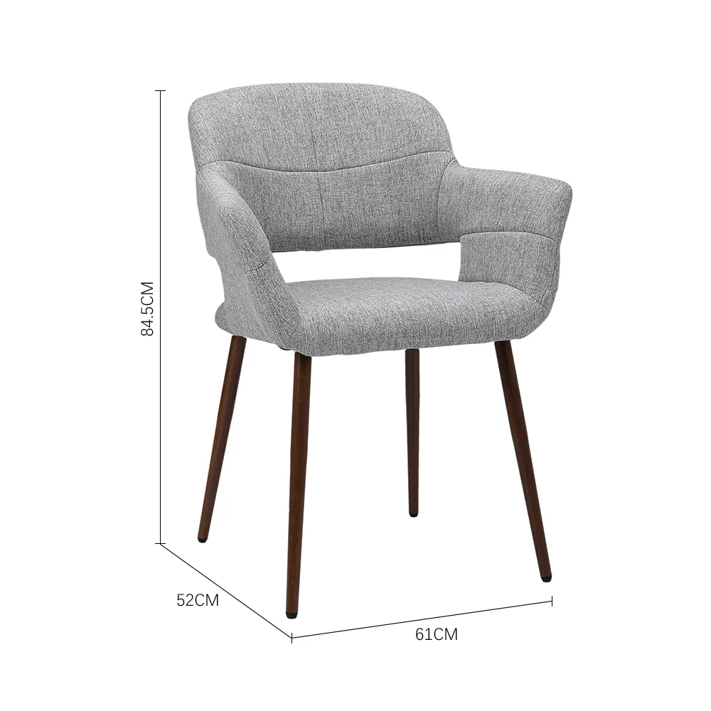 Livingandhome Pair of Modern Linen Dining Chairs - Image 3