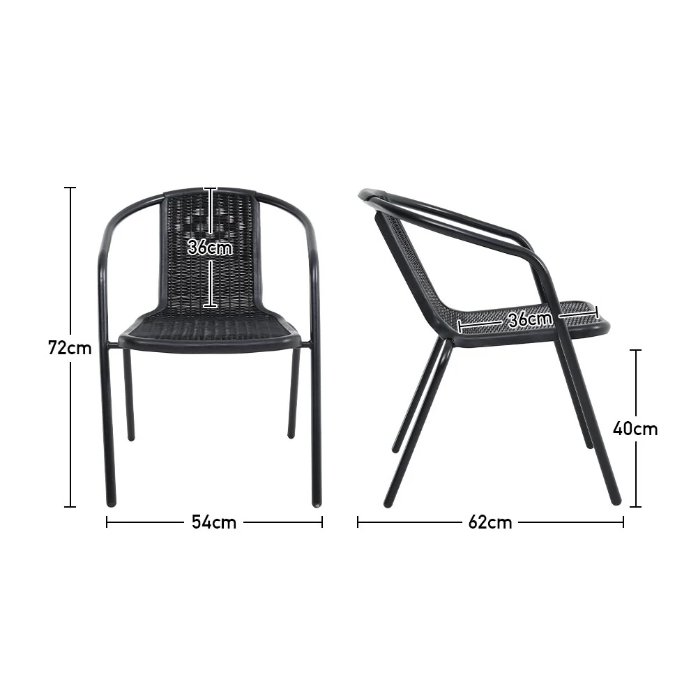 Livingandhome PE Rattan Stacking Garden Chairs Set Of 6 - Image 7
