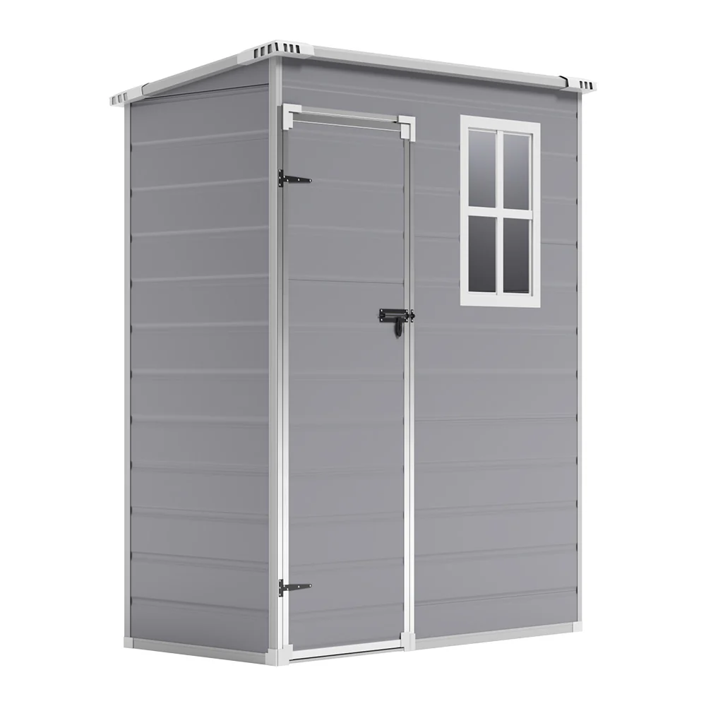 Livingandhome 5 X 3 Ft Plastic Garden Storage Shed With Lockable Door & Window - Outdoor Tool Storage Shed - Image 3
